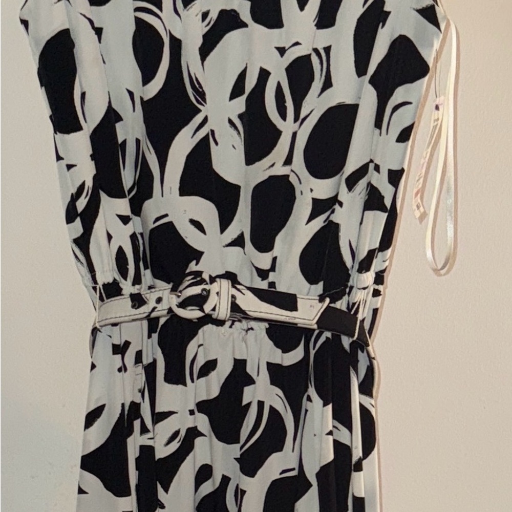 Alfani Black and White Abstract Midi Dress